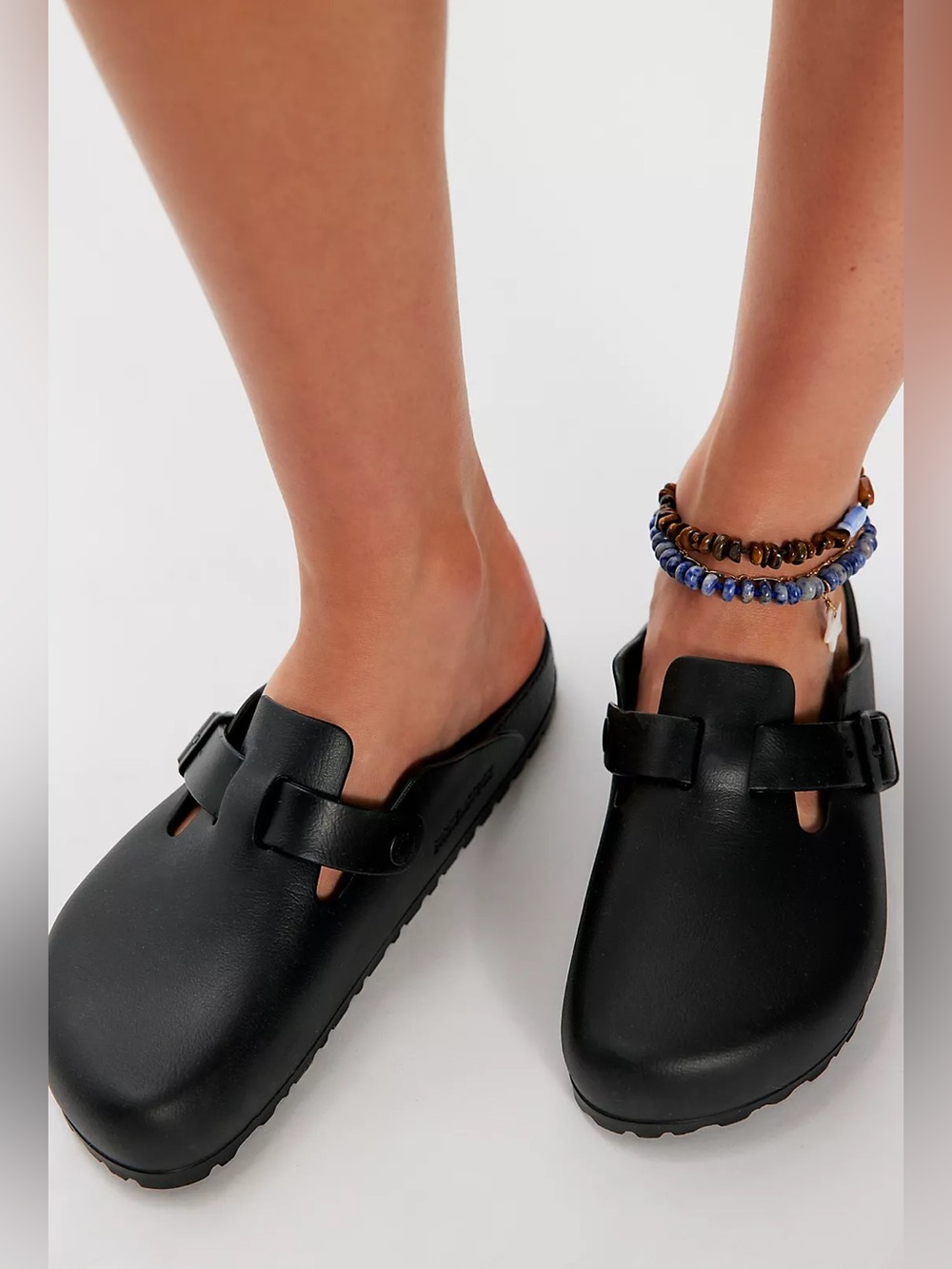 Birkenstock Black Slip-On Eva Clog Mules with Adjustable Strap • 38 Narrow